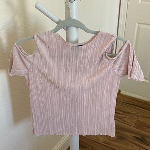 Cold shoulder pleated top